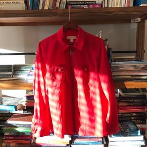 Michael Kors Red Zipper Front Blouse Top, L EUC